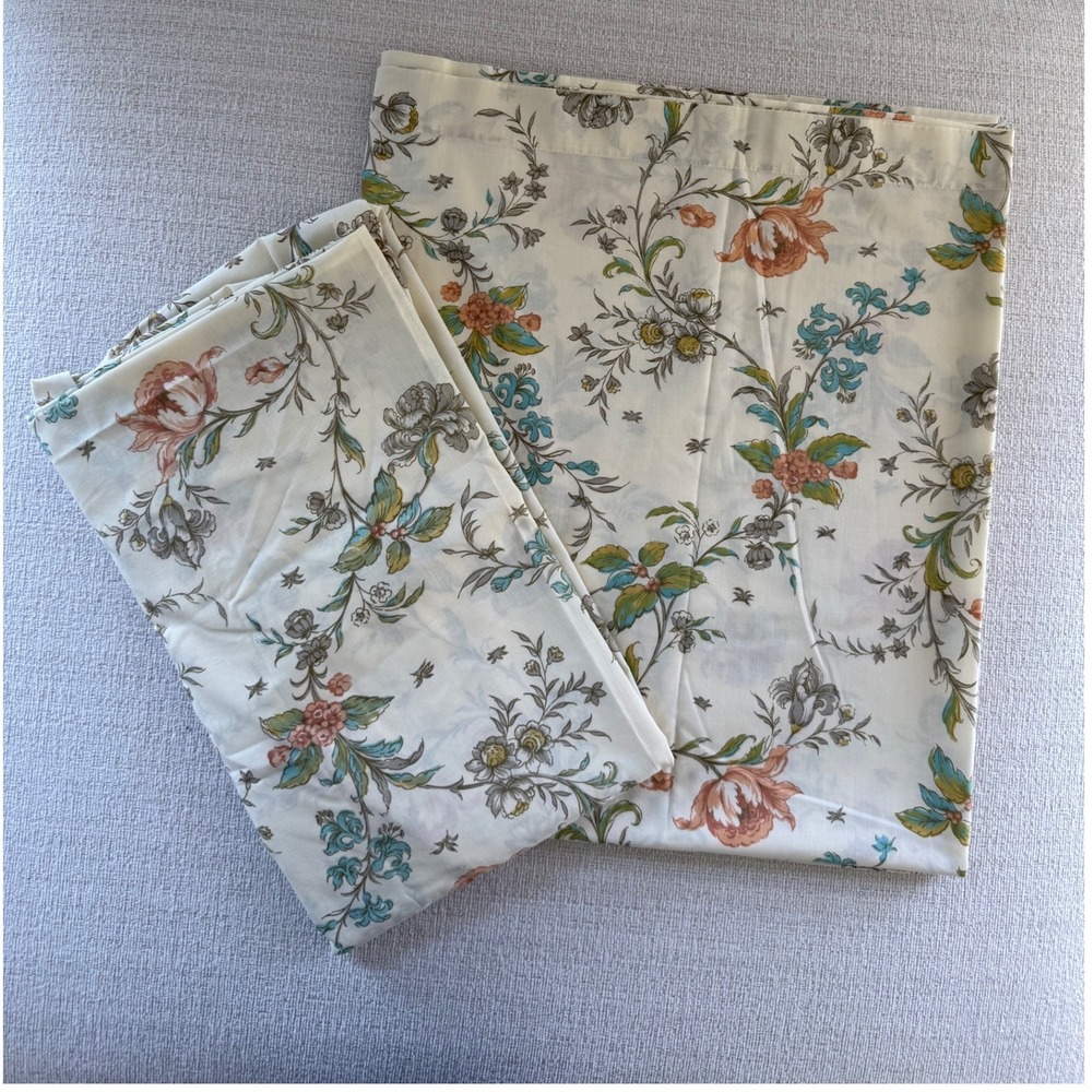 Vintage Springmaid Double Flat & Fitted Sheet Wondercale No Iron Percale Fall